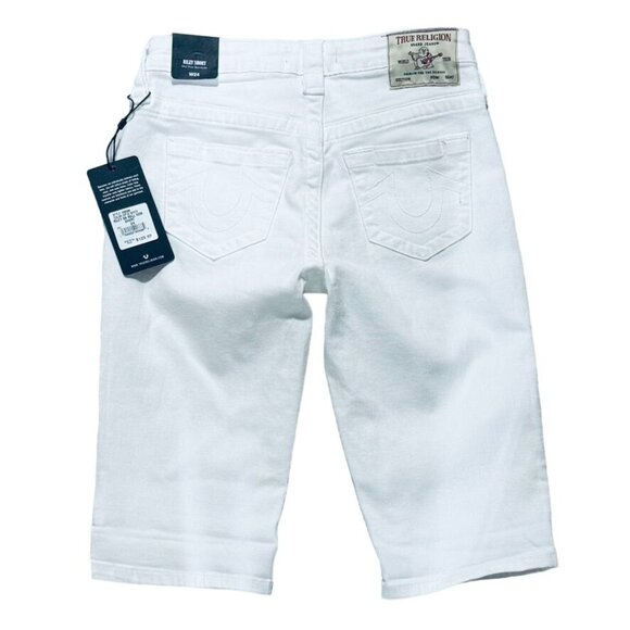 TRUE RELIGION RILEY SHORT Women's Shorts Cotton Stretch Mid Rise Bermuda Size 24 - Picture 4 of 8